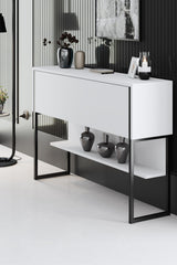 Modern Sideboard White Luxury 120x80x30 - Black Frame - One Compartment 