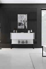 Modern Sideboard White Luxury 120x80x30 - Black Frame - One Compartment 
