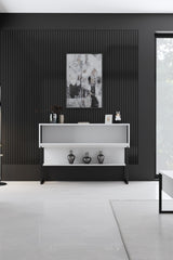 Modern Sideboard White Luxury 120x80x30 - Black Frame - One Compartment 