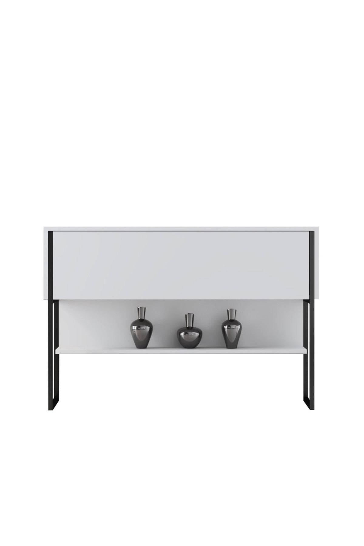 Modern Sideboard White Luxury 120x80x30 - Black Frame - One Compartment 