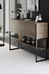 Modern Walnut Sideboard Luxury 120x80x30 - Black Frame - One Compartment 