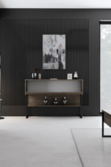 Modern Walnut Sideboard Luxury 120x80x30 - Black Frame - One Compartment 