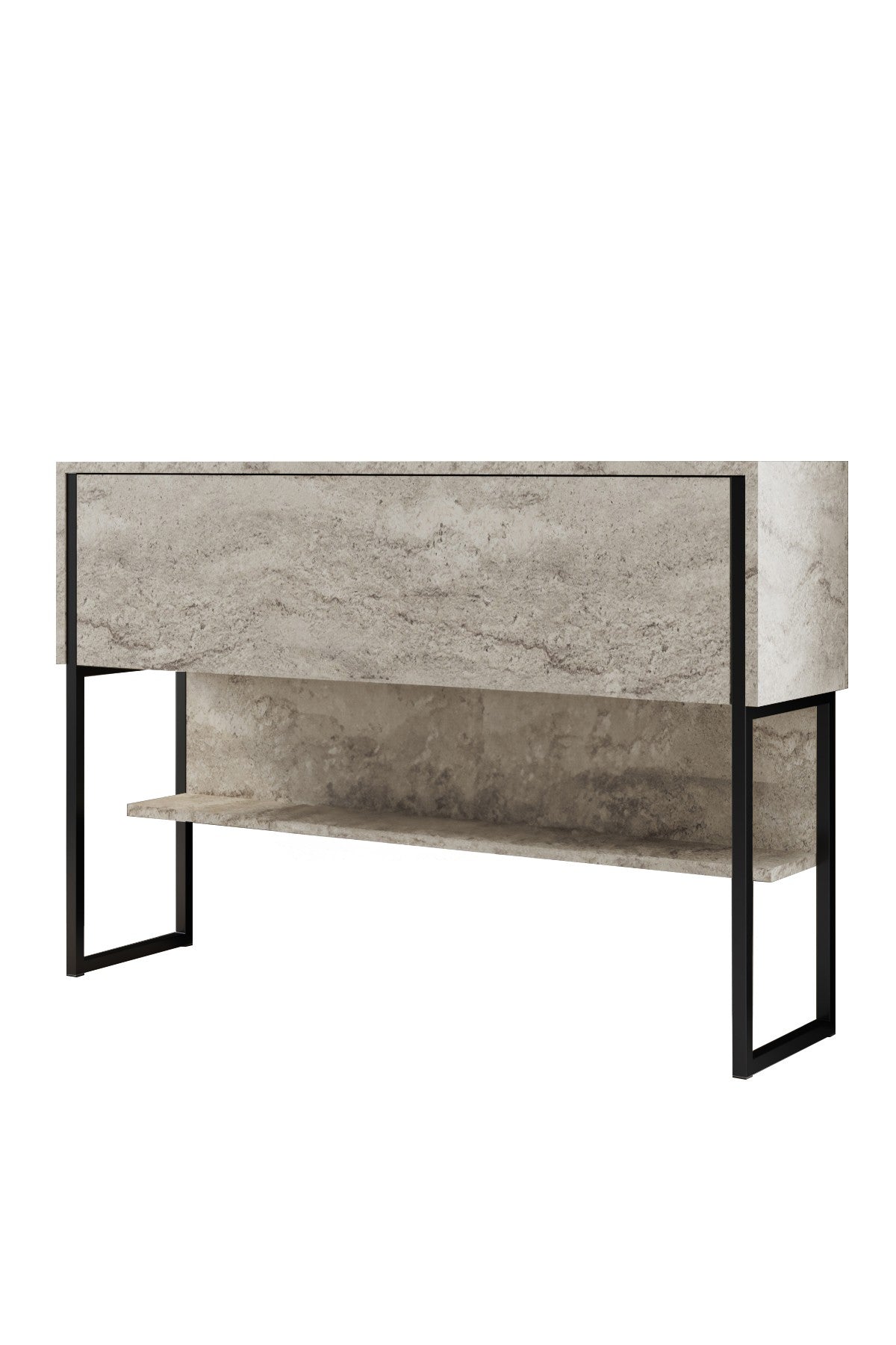 Modern Sideboard Travertine Luxury 120x80x35 - Black Frame - One Compartment 