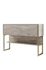 Modern Sideboard Travertine Luxury 120x80x30 - Golden Frame - One Compartment 