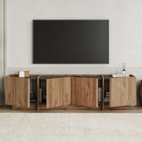 Lowen TV cabinet in oak look 180 cm Atlantic Pine and anthracite melamine wood