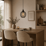 Hanging lamp black Metal - Mesh structure - 19 cm - 1-light - Hudson