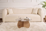 Aris Round Coffee Table 75 cm Tinted Glass - Melamine Oak 