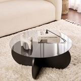 Aris Round Coffee Table 75 cm Tinted Glass - Black Base 