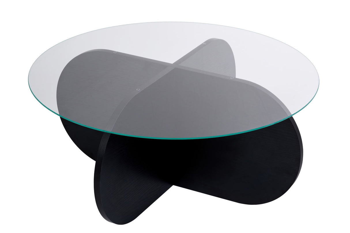 Aris Round Coffee Table 75 cm Tinted Glass - Black Base 