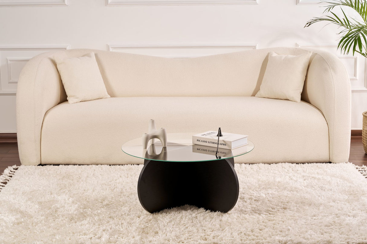 Aris Round Coffee Table 75 cm Glass - Black Base 