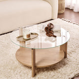 Cairo Coffee Table Round Ø75 cm Sapphire Oak - Glass 75x75x40 cm 