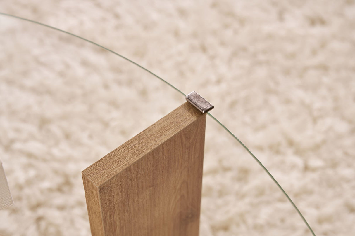 Cairo Coffee Table Round Ø75 cm Sapphire Oak - Glass 75x75x40 cm 