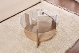 Cairo Coffee Table Round Ø75 cm Sapphire Oak - Smoke Glass Fume 75x75 cm 