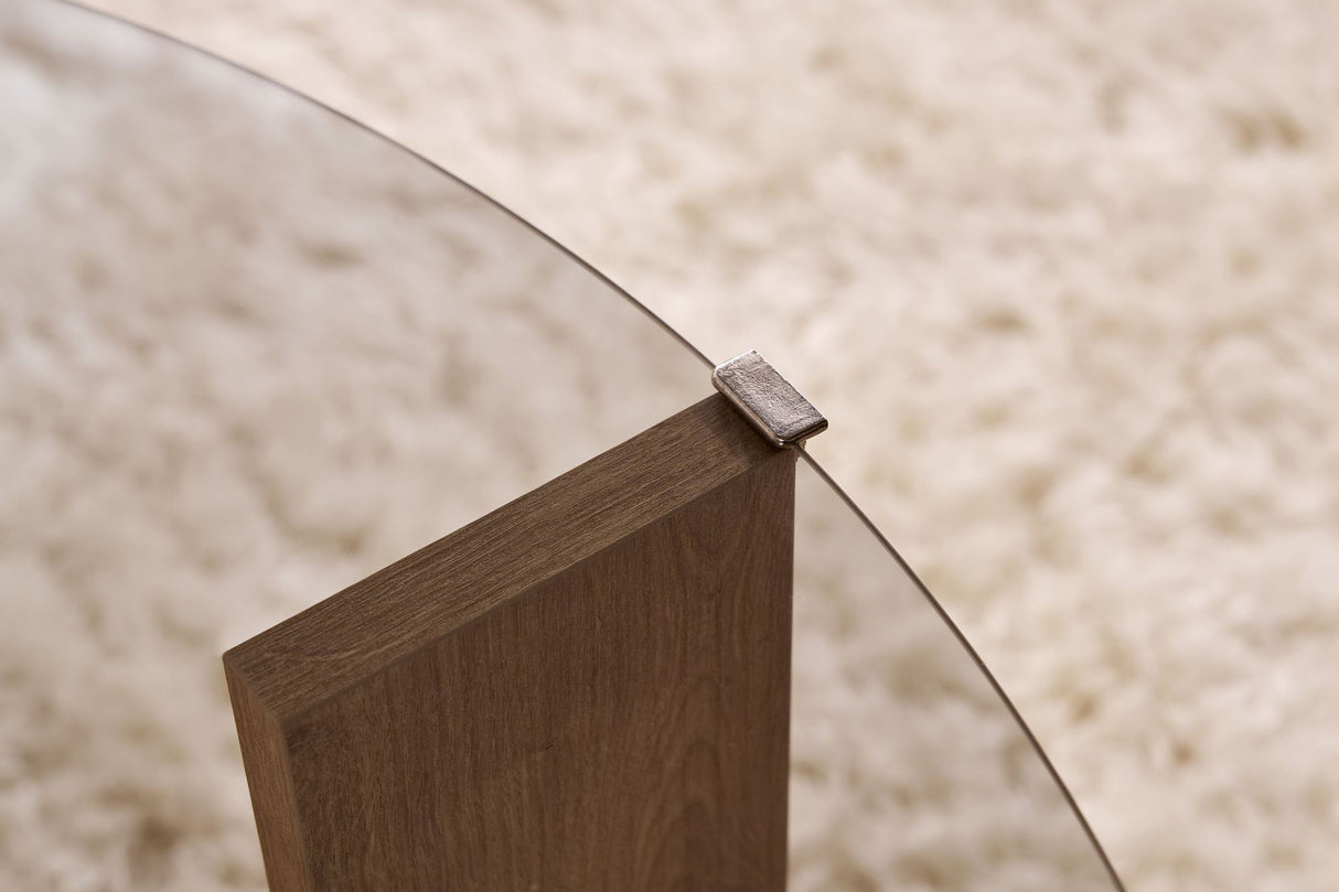 Cairo Coffee Table Round Ø75 cm Sapphire Oak - Smoke Glass Fume 75x75 cm 