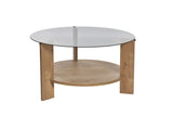 Cairo Coffee Table Round Ø75 cm Sapphire Oak - Smoke Glass Fume 75x75 cm 