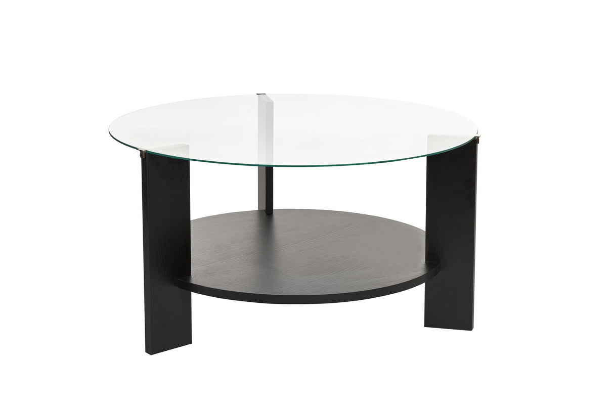 Cairo Coffee Table Round Ø75 cm Black Wood - Smoke Glass 75x75 cm 