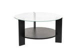 Cairo Coffee Table Round Ø75 cm Black Wood - Smoke Glass 75x75 cm 