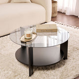 Cairo Coffee Table Round Ø75 cm Black - Smoke Glass 75x75 cm 