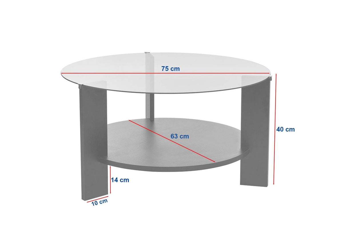 Cairo Coffee Table Round Ø75 cm Black - Smoke Glass 75x75 cm 