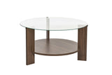Cairo Coffee Table Round Ø75 cm Walnut - Glass 75x75x40 cm 