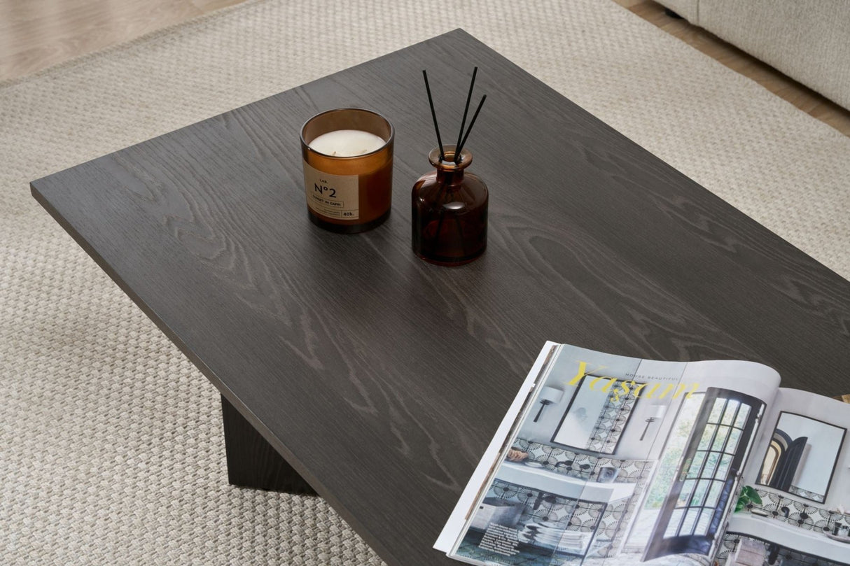 Salontafels - Rechthoekige salontafel zwart melamine Sabin 119x60 cm - Dimehouse