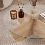 Liya salontafel Sapphire Oak ovaal 90 cm Gehard glas
