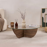 Liya salontafel walnoot ovaal 90 cm Gehard glas