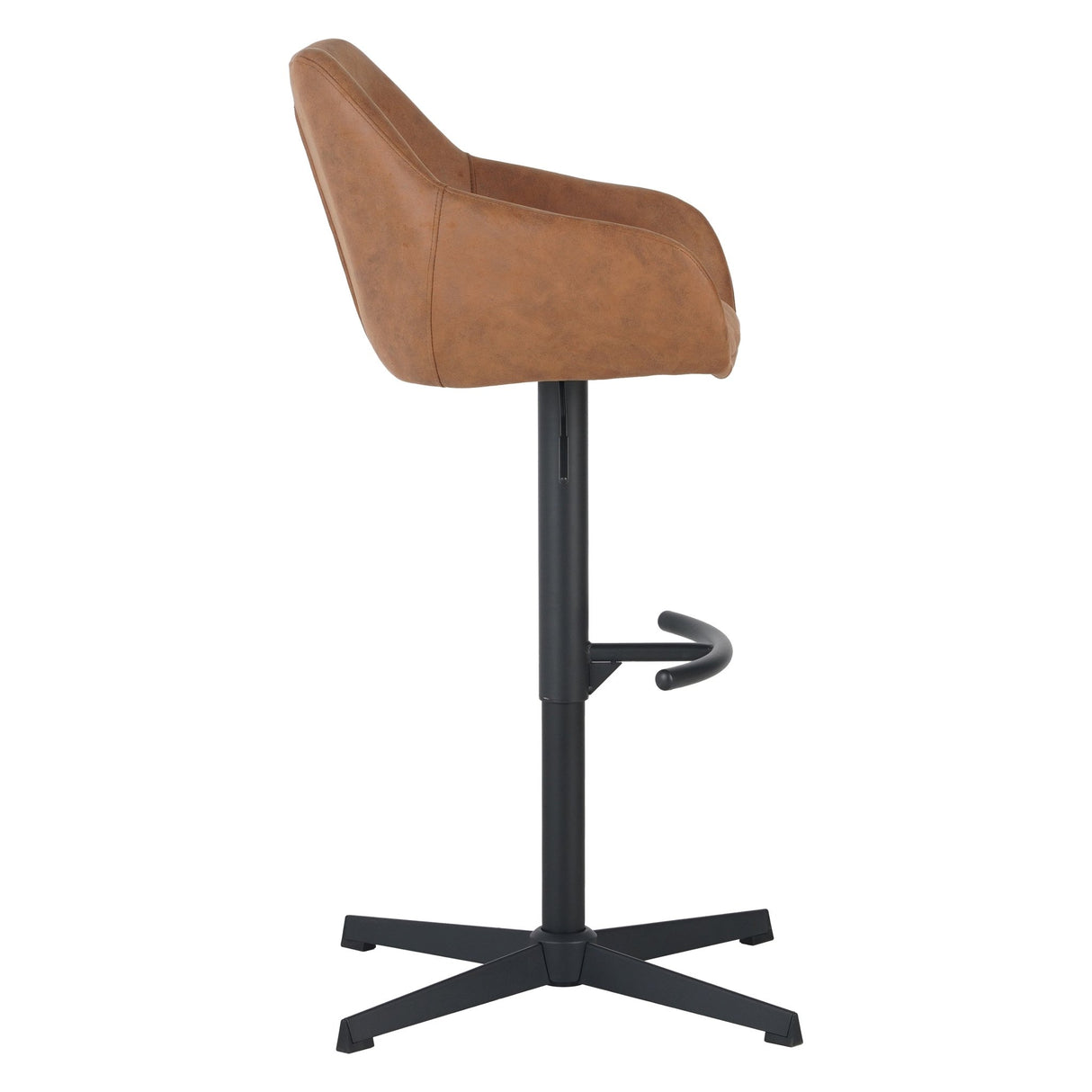 Venom Bar Stool Cognac Eco-leather - Adjustable Swivel Bar Chair with Armrest 