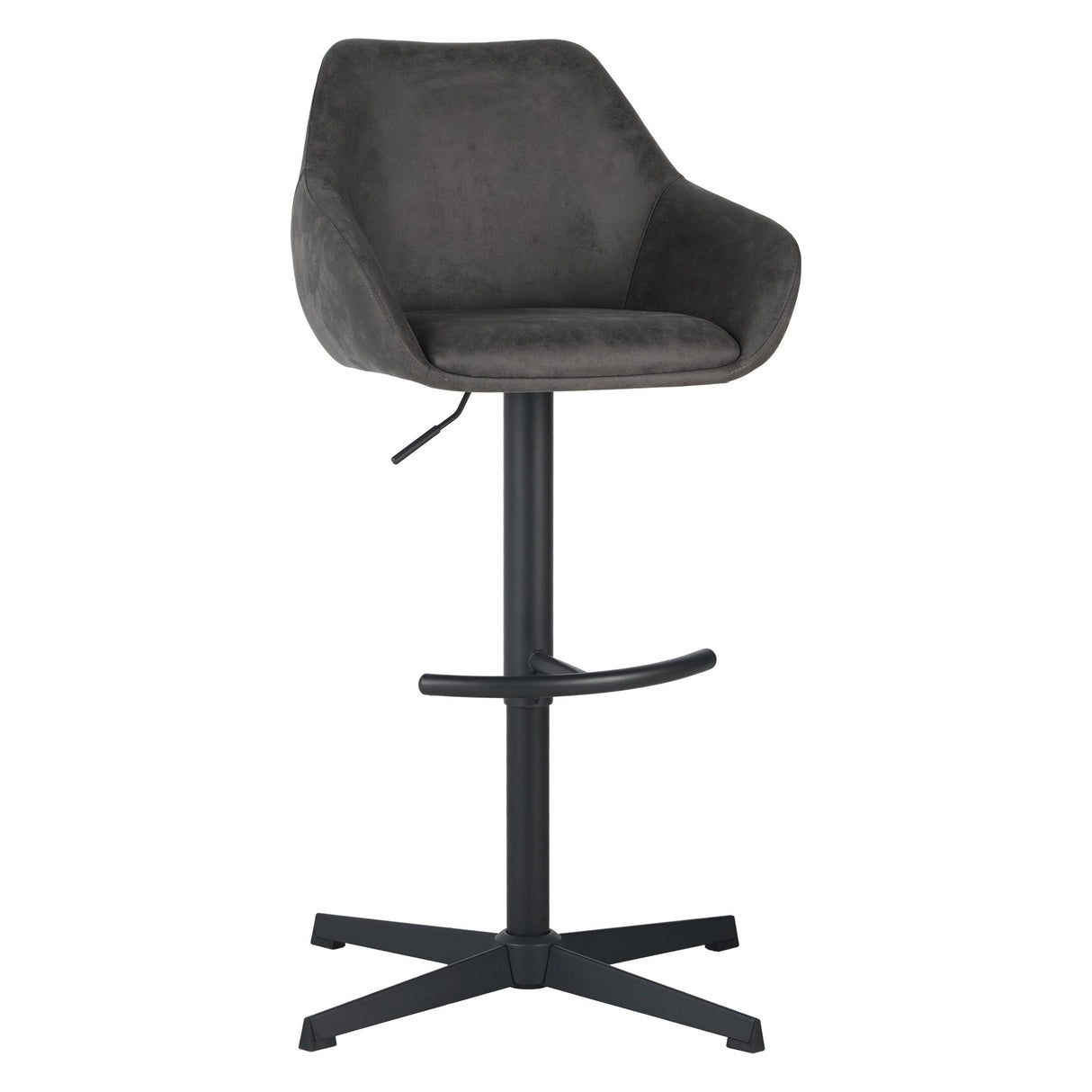 Venom Bar Stool Anthracite Eco-leather - Adjustable Swivel Bar Chair with Armrest 