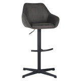 Venom Bar Stool Anthracite Eco-leather - Adjustable Swivel Bar Chair with Armrest 