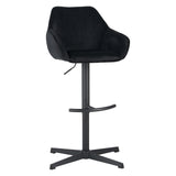 Venom Bar Stool Black Velvet - adjustable rotating bar seat with armrest