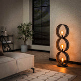 Floor lamp Fons 3-light rings metal black 