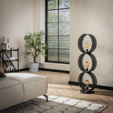 Floor lamp Fons 3-light rings metal black 