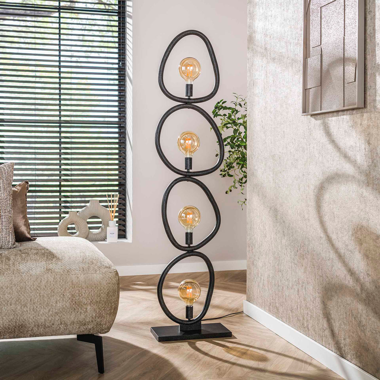 Floor lamp Orion 4-lights Black Metal 165 cm 