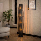 Floor lamp Liora 4-light cylinder mesh black 150 cm 