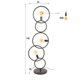 Black floor lamp 3-light industrial 140 cm 