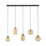 Pendant lamp Axis 5-lights smoke glass brown horizontal 