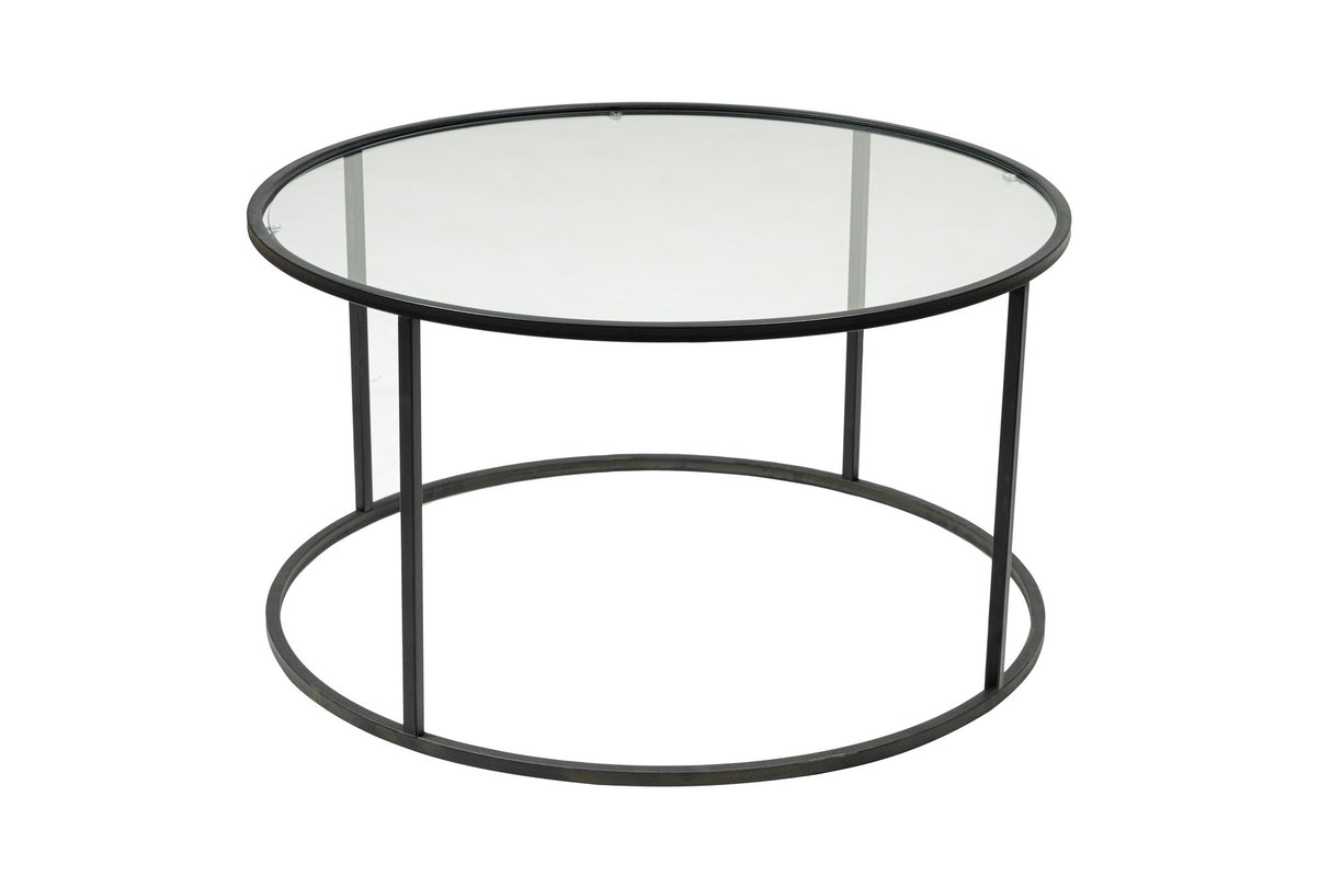 Coffee Table Glass Round 80 cm Barlin - Black Frame 