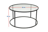Coffee Table Glass Round 80 cm Barlin - Black Frame 