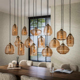 Mali pendant lamp 15-light ribbed glass amber color 