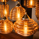 Mali pendant lamp 15-light ribbed glass amber color 