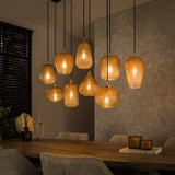 Hanglampen - Glazen hanglamp Feline 9L amberkleurig - Dimehouse