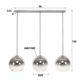 Juliette glass pendant lamp 3-light smoky glass 