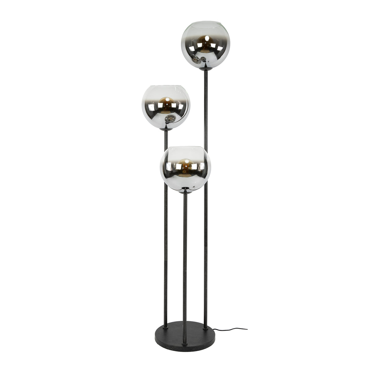 Floor lamp Nova 3-light black with metal shade 