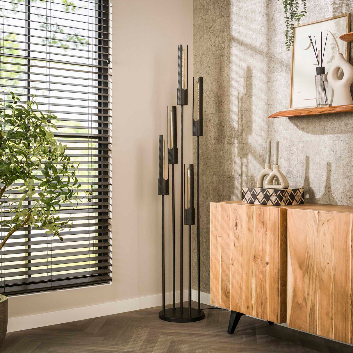 Floor lamp Judy 5-light stepped black 