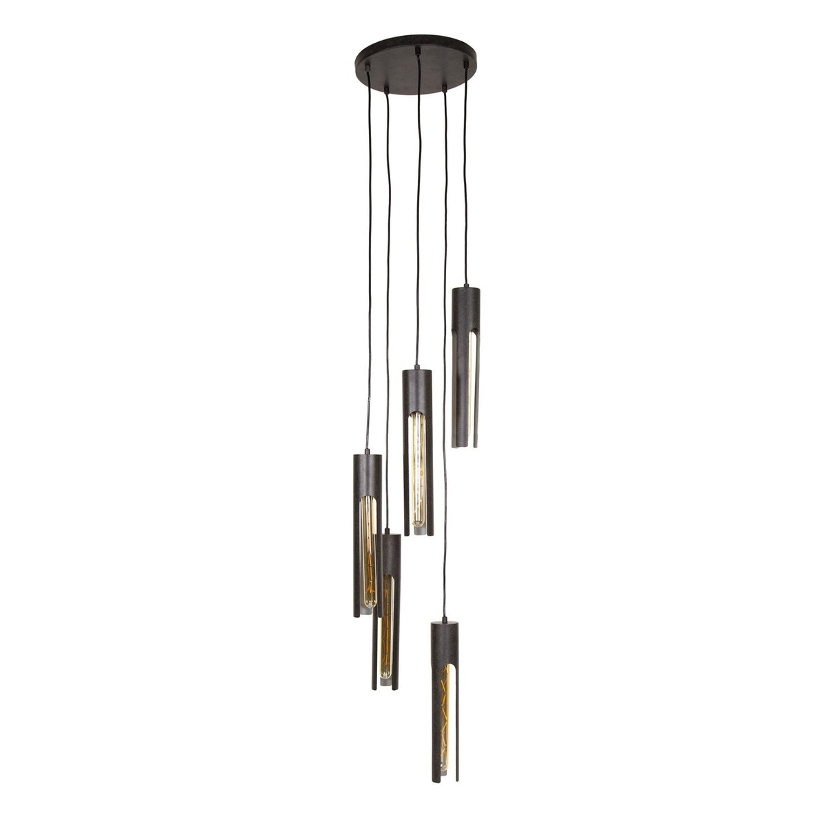 Pendant lamp Judy 5-light stepped black 
