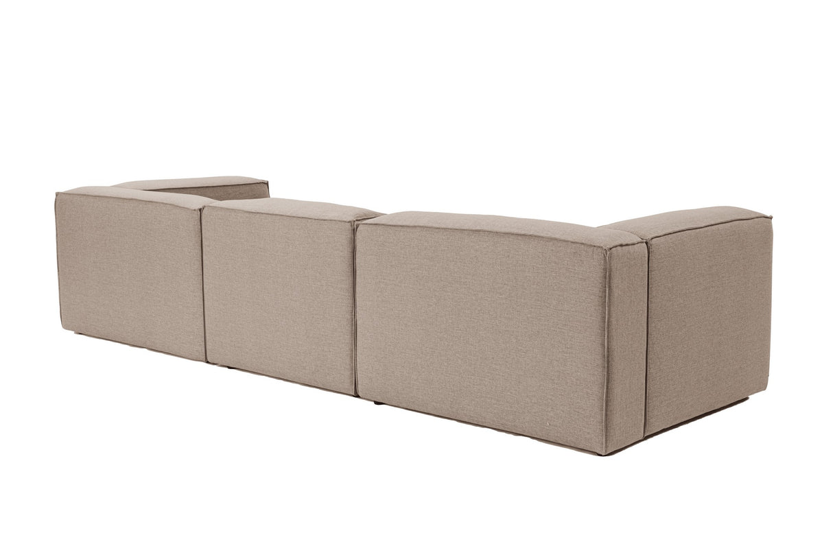 Modular corner sofa with loose ottoman in brown linen fabric Fora 
