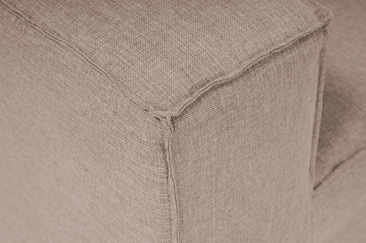 Modular corner sofa with loose ottoman in brown linen fabric Fora 