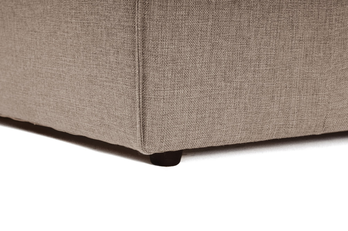 Modular corner sofa with loose ottoman in brown linen fabric Fora 