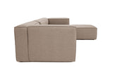 Modular corner sofa with loose ottoman in brown linen fabric Fora 